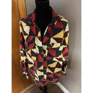 BDG Top Women's M Multicolor Button Up Plaid Boyfriend Relax Oversize Pocket